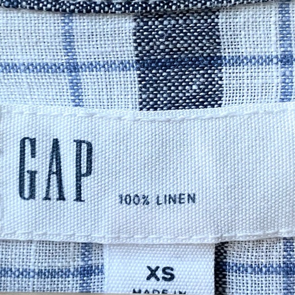 GAP 100% Linen Plaid Button down Shirt XS - Picture 5 of 5